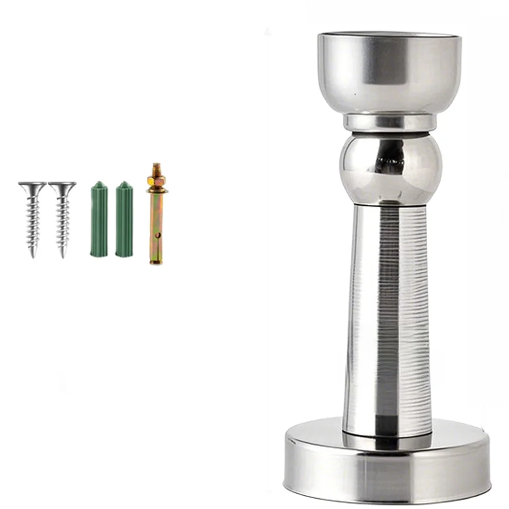 Wall Mounted Stainless Steel Door Stopper with Strong Magnet and Absorbing Spring Pad for Residential and Commercial Use