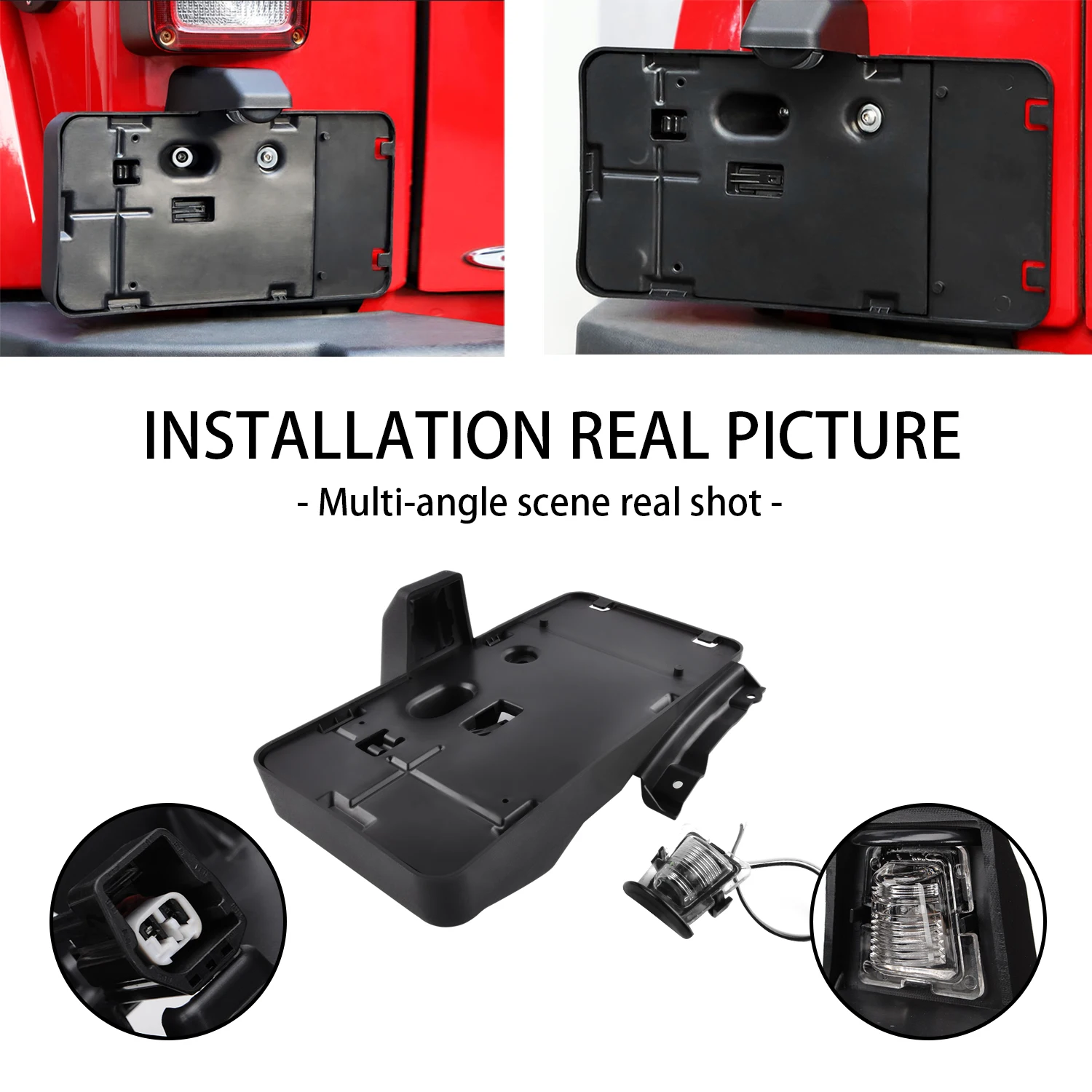 

Rear License Plate Holder Frame Number Tag Mounting Bracket with Lamp Light for Jeep Wrangler JK 2007-2017