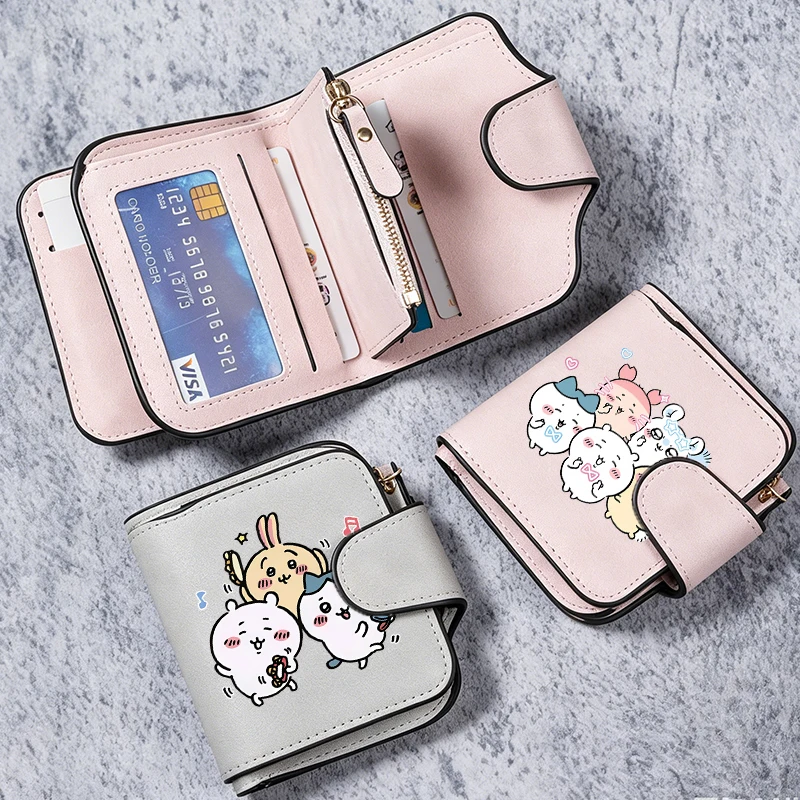 Chiikawas Wallet Women Credit Card Holder Girl Fashion Card Bag Cute Cartoon Money Bag Female Kawaii Coin Purse Birthday Gift