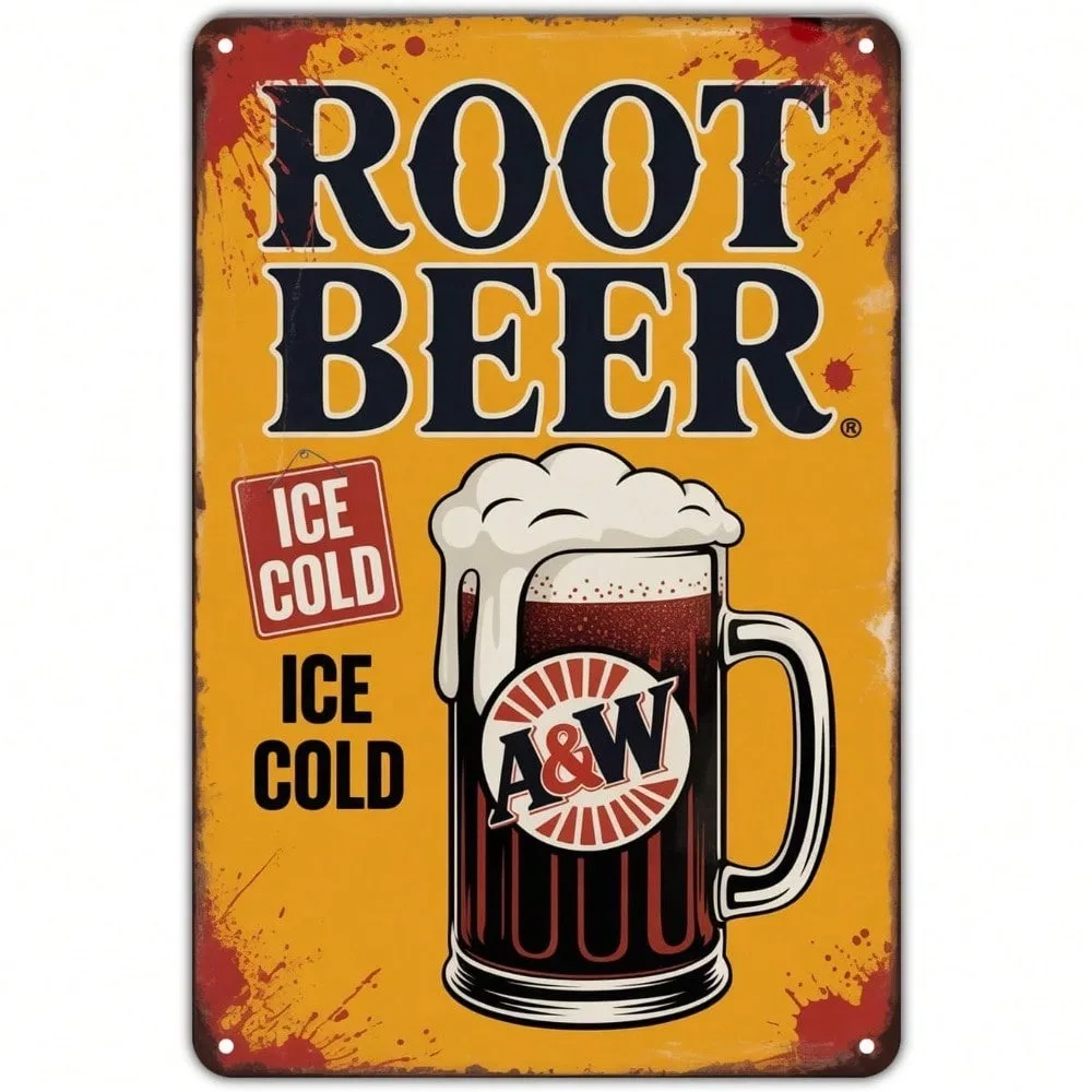 

A&W Root Beer Metal Sign Vintage 8X12 Inch Tin Retro Wall Decor Home Bar Cafe Man Cave Rustic Weatherproof