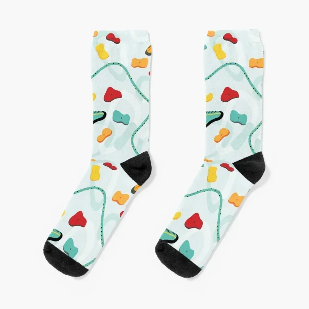 

Rock Climbing Pattern - Top Rope Indoor Climbing, Colorful Socks funny gifts cycling Sports Socks Girl Men's