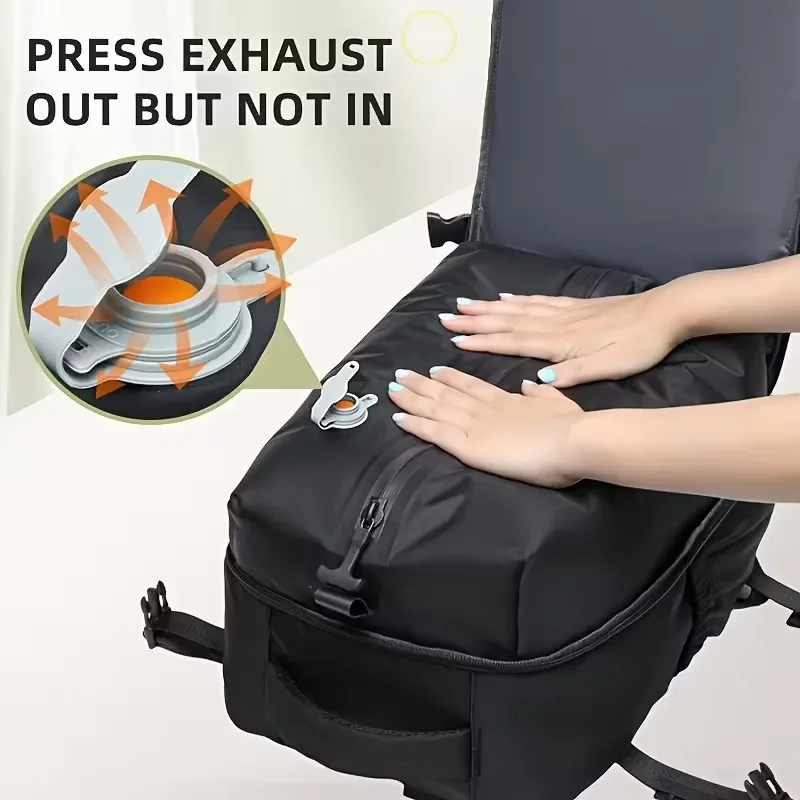 LIUSHADUOLA トラベルラゲージ真空圧縮トラベルバックパックと真空ポンプのコンボセット。この真空密封されたダブルショルダーバッグ。