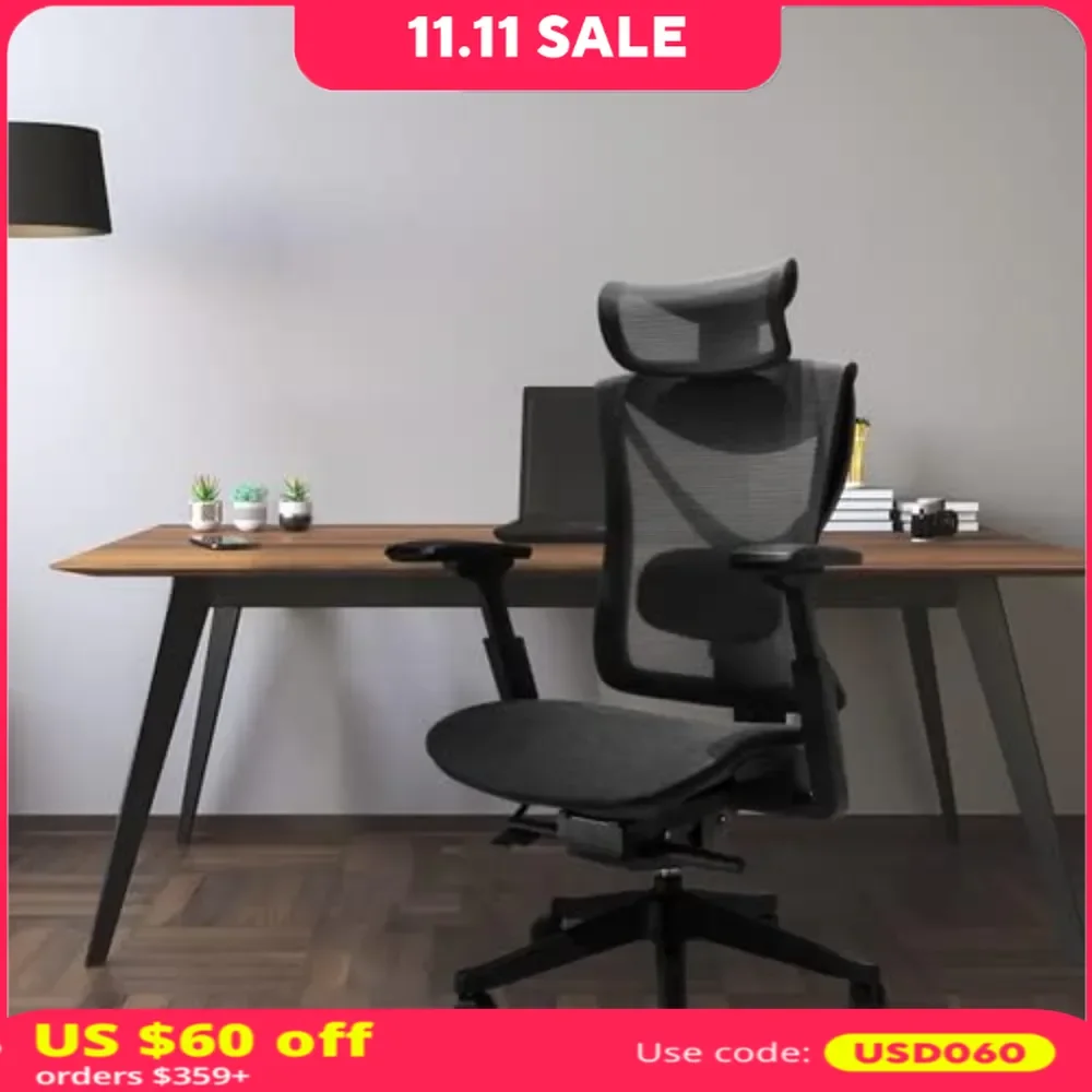 

Office Chair, 300 Lbs, with Adjustable Lumbar and Sliding Seat, Headrest and 4D Armrests, 115° Tilt, Executive Office Chair