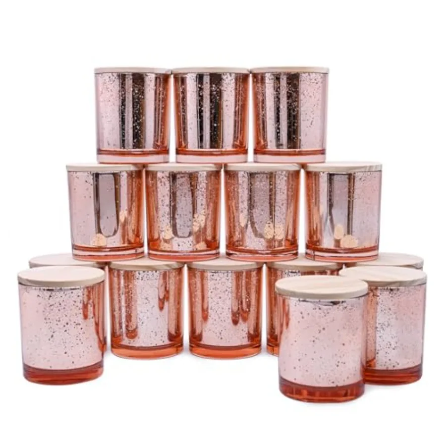 

10 OZ Thick Candle Jars for Making Candles 15 Pcs, Empty Jars with Wood Lids for Candle Making, Sample Container