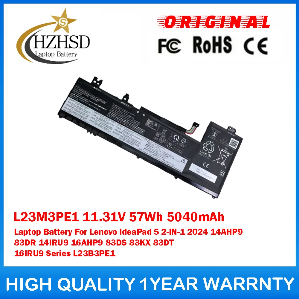 

L23M3PE1 11,31 В 57 Втч 5040 мАч Аккумулятор для ноутбука Lenovo IdeaPad 5 2-IN-1 2024 14AHP9 83DR 14IRU9 16AHP9 83DS 83KX 83DT 16IRU9