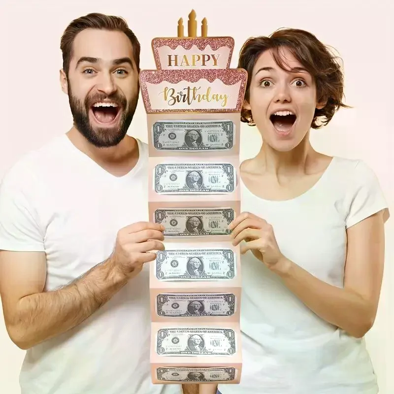 

1 шт., 7 комплектов: конверты для денег на день рождения, складной держатель для денег, поздравительная открытка, коробка для денег на день рождения для детей и подростков