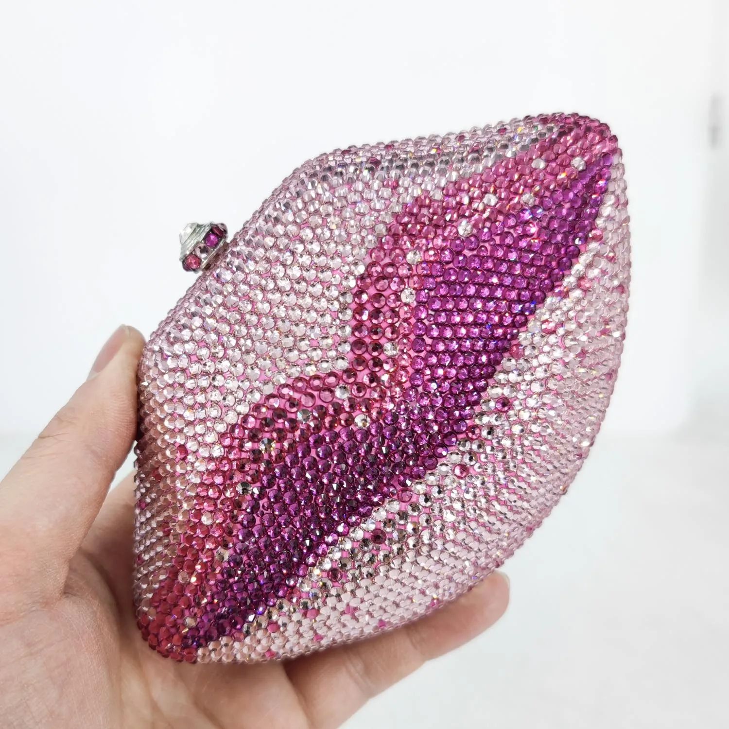 Boutique De FGG Evil Lips Women Mii Crystal Clutch Evening Bags Metal Clutches Rhinestone Wedding Party Purse and Handbags