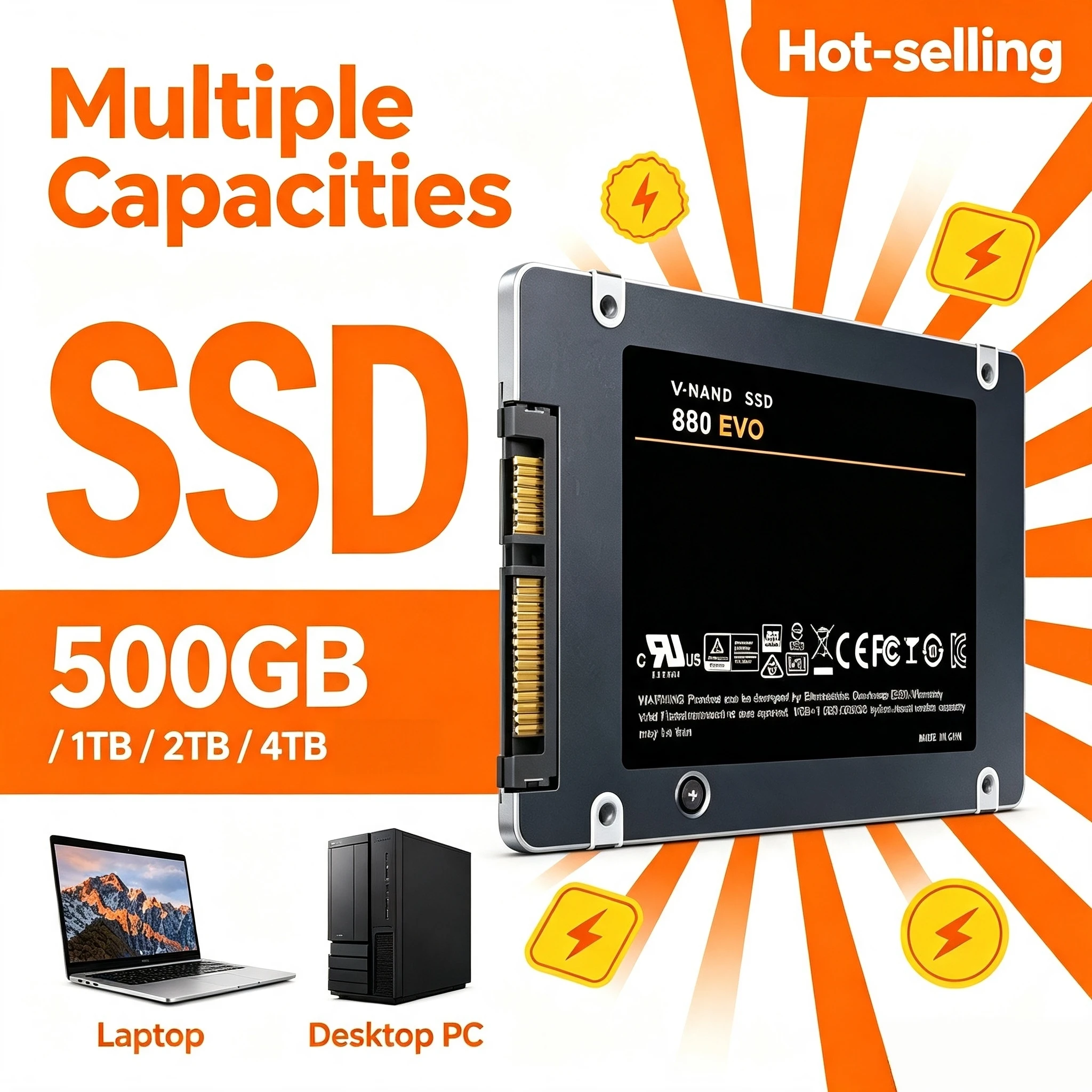NEW 500GB Original SATA3 25 Inch Internal SSD High Speed Solid State Disk 880-EVO for Laptop Desktop Microcomputer Pro System