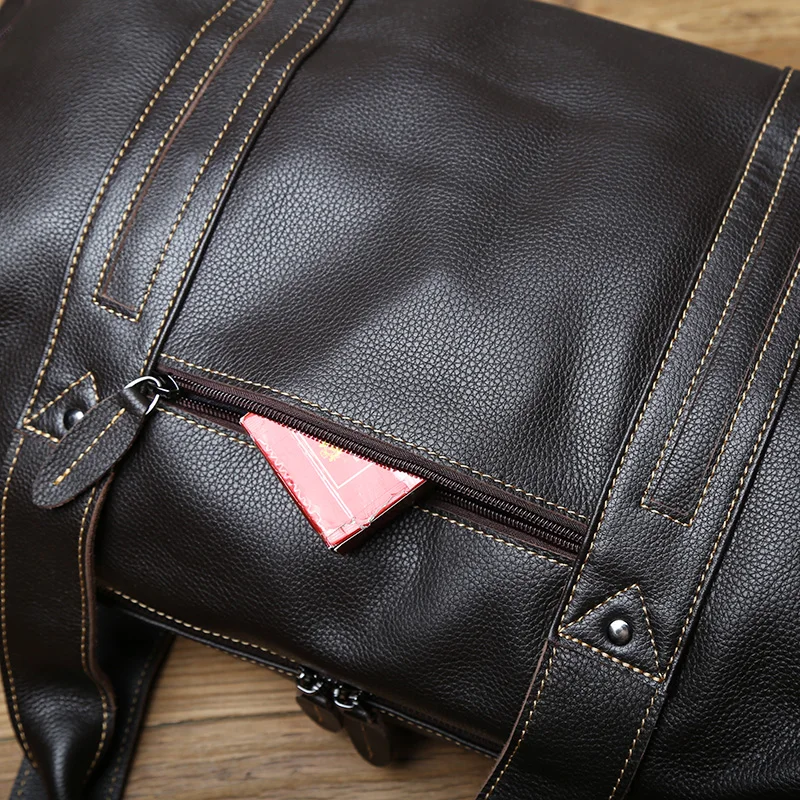 NZPJ Vintage Leder Männer Reisetasche Natürliche Rindsleder Handtasche Lässig Schulter Messenger Computer Tasche Große Kapazität Gepäck Tasche – Detail 12