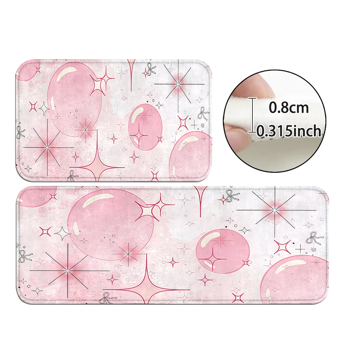Cow Print Pink Heart Calf Mat, Pink Balloon Star Door Mat, Floral Cow Runner, Green Field Flower Cow Mat Set.