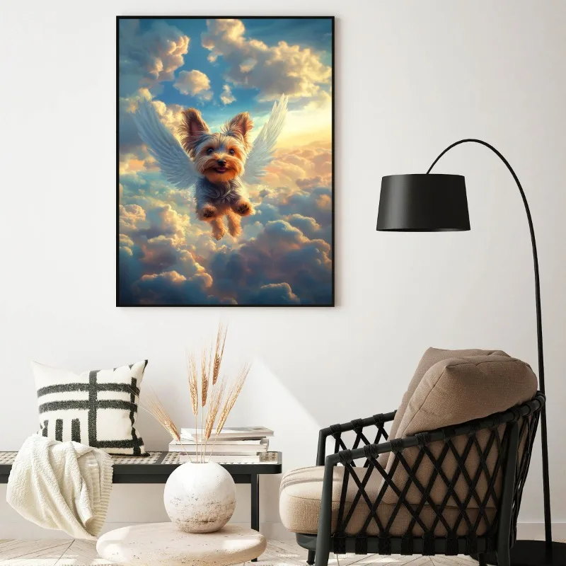 Animal Angel Wings Funny Flying Cat Dog Poster Yorkshire Rottweiler Dogs Siamese Bengal Cats Canvas Picture Wall Bedroom Decor