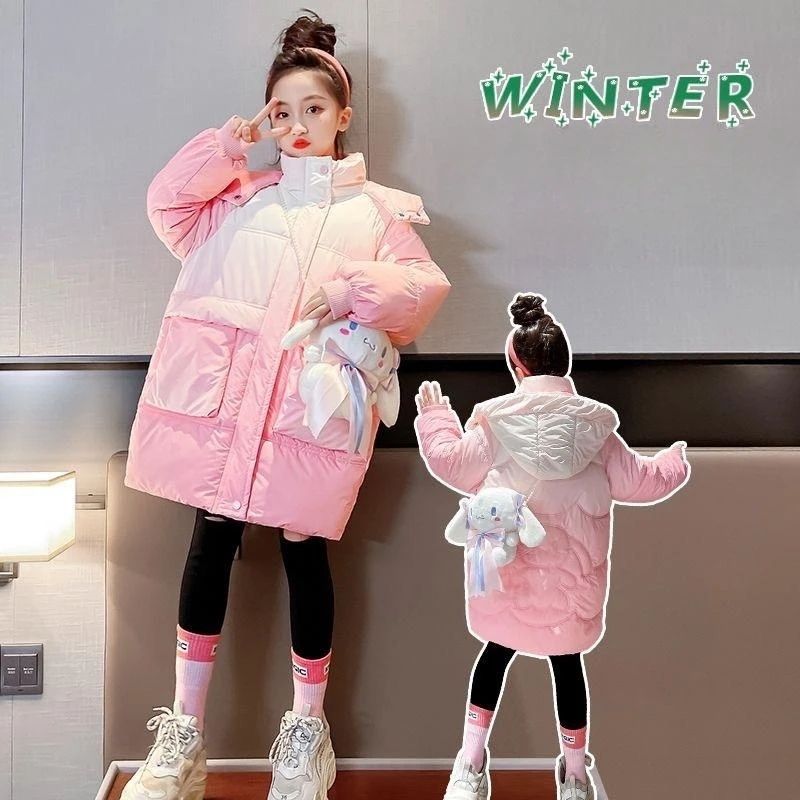 

Girls Down Coat Jacket Cotton Windbreak 2023 Cute Warm Plus Thicken Velvet Winter Children's Clothing -10 Degrees Below Zero