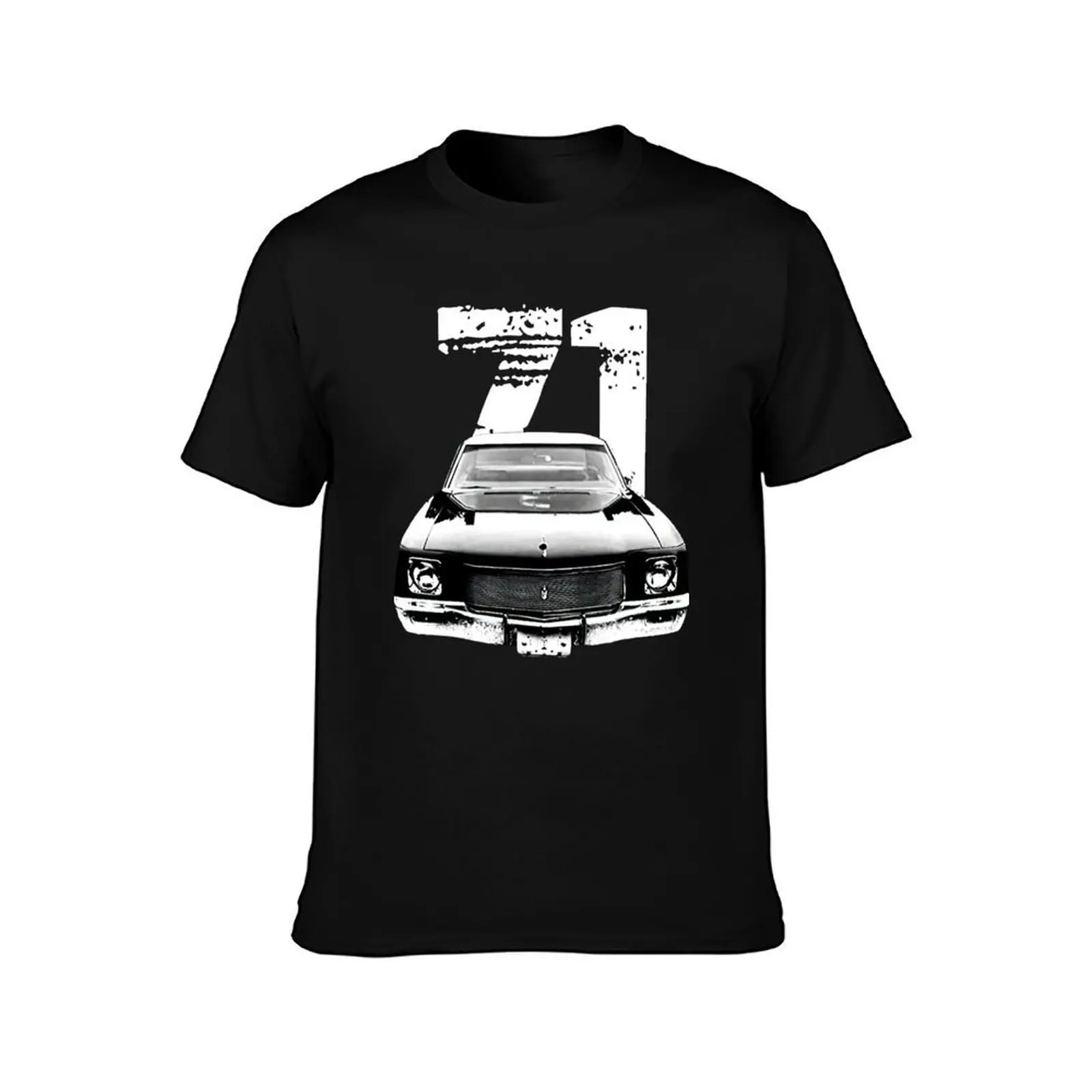 1971 Monte Carlo Front Grill View Silhouette with Year T-Shirt Classic Crew Neck Cotton T-Shirt