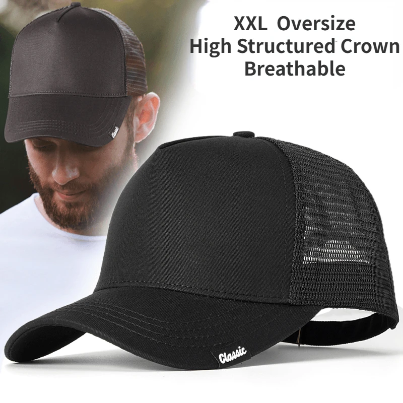 Oversize XXL Mesh Trucker Hat Big Head Hats for Men Women High Crown Baseball Cap Breathable Dad Hat Mesh Breathable Sports Hat