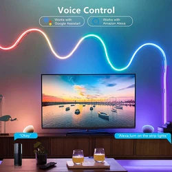 Rgbic tuya inteligente wifi led tira de néon 12v à prova dwaterproof água silicone luz controle app sincronização música tv backlight jogo casa decoração do quarto