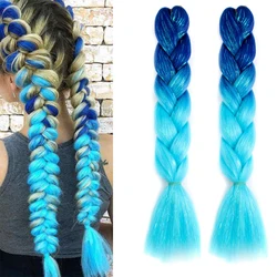 Extensions de tresses synthétiques à paillettes pour femmes, 24 pouces, ombré, couleur arc-en-ciel, tressage, coiffure, bricolage, vente en gros