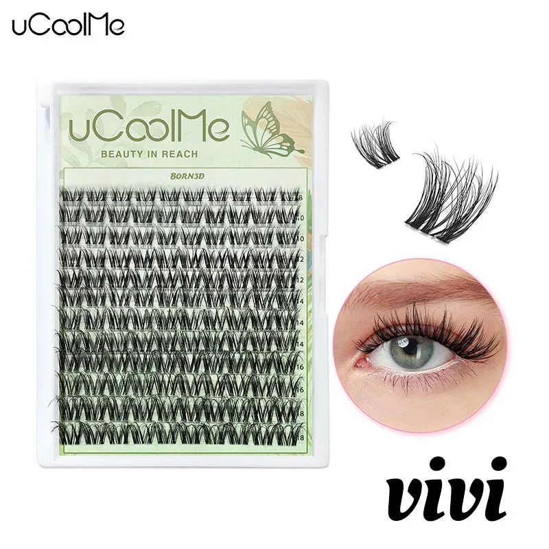 uCoolMe BORN3D ViVi Lashes Home DIY Super Soft and Lightweight Fluffy D Curl Eyelash Extension Natural Look Makeup Tool For Girl