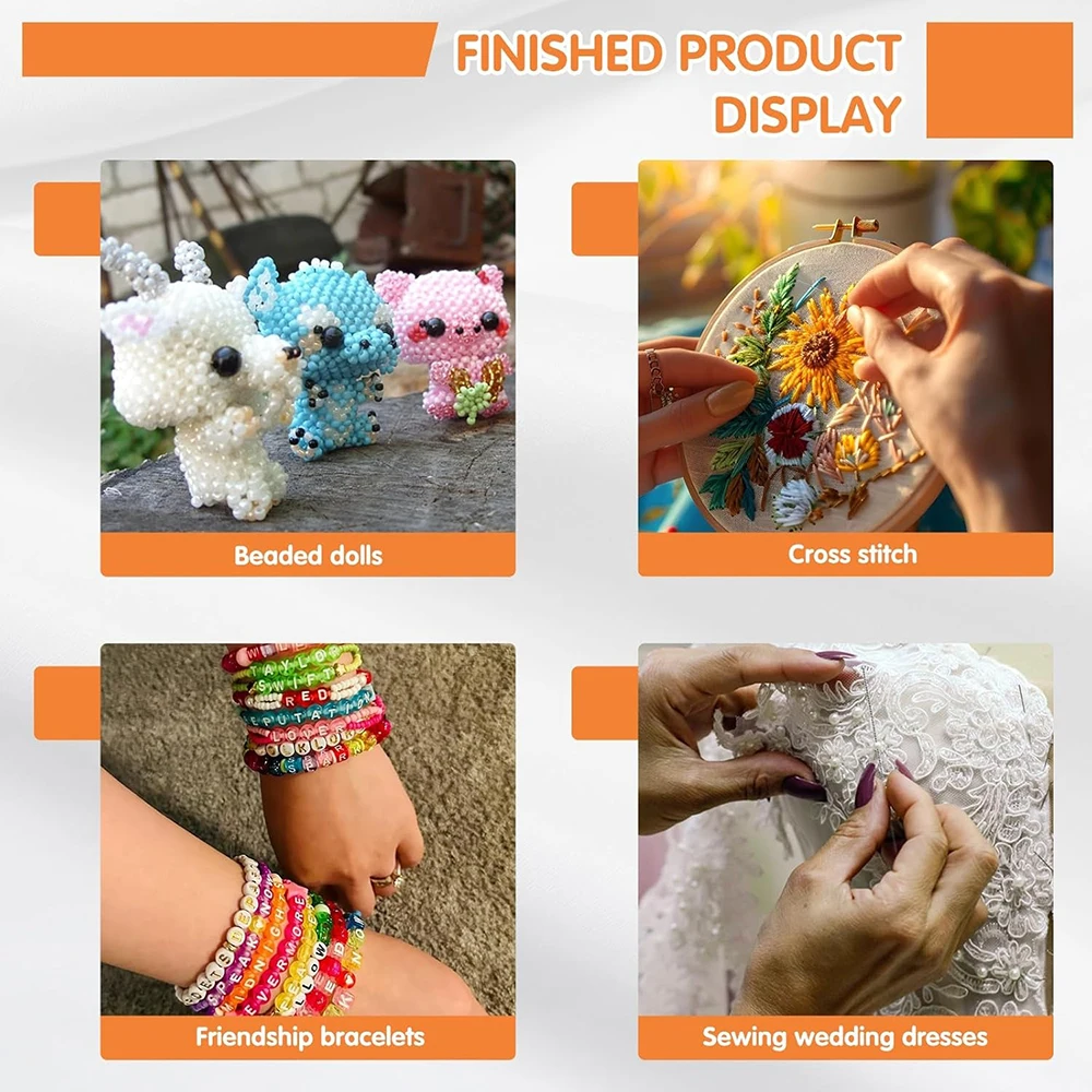 6PCS Beading Needles Twisted Wire Collapsible Eye Needle Stainless Steel Embroidery Beading Needle & Bottle for Jewelry Making