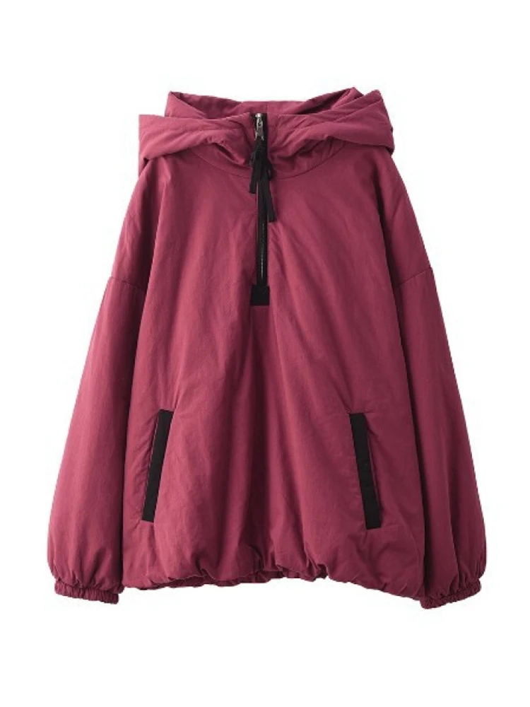 Amax LuluE سترات شتوية كورية مبطنة للسيدات موضة كبيرة الحجم سترات دافئة بقلنسوة 2025 معاطف كلاسيكية فضفاضة غير رسمية متينة للسيدات #6