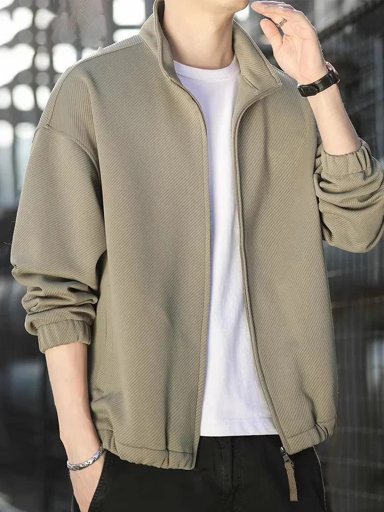 

Повседневная мужская куртка с воротником-стойкой, новая модель весна-осень, свободный крой, универсальная молодежная одежда, верхняя одежда для подростков на раннюю осень