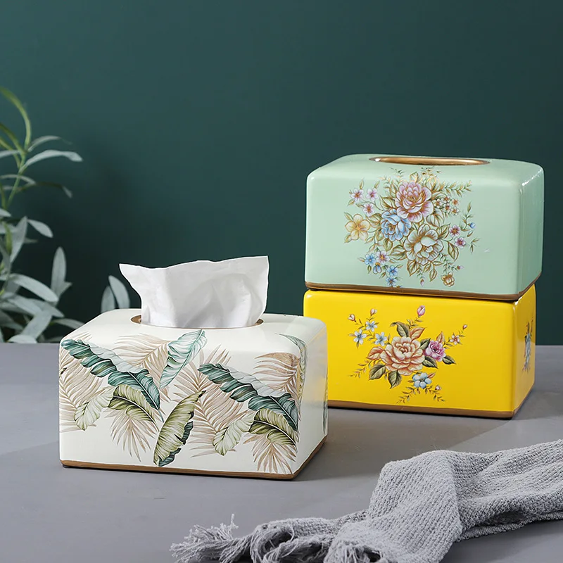 

Nordic style ins ceramic tissue box light luxury home European modern living room dining room decoration tissue box
