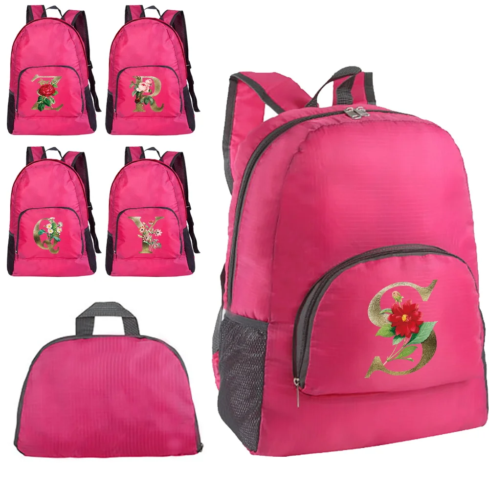 

Stylish and Simple Outdoor Golden Flower Printed Lightweight Folding Backpack Hiking Ultra-light Travel Sports Storage Backpack
