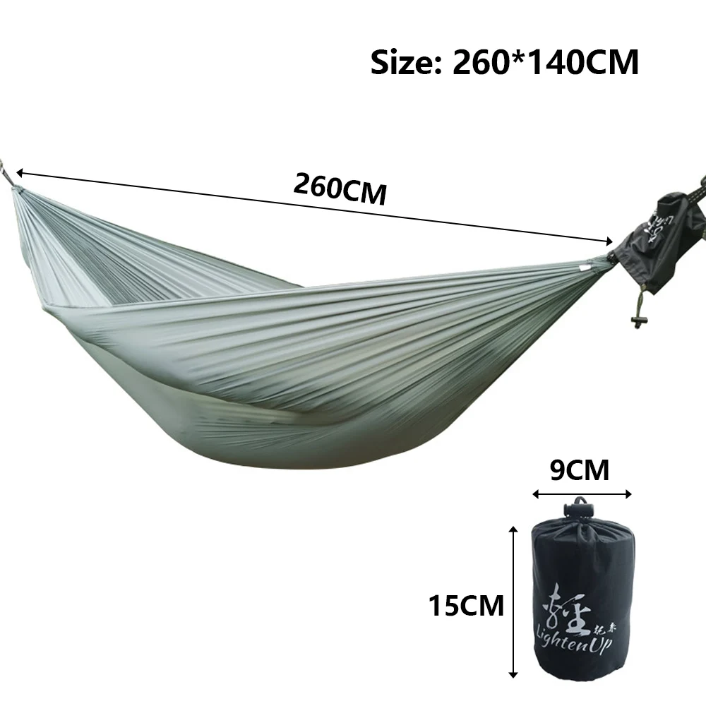 Upgrade Camping Hammock, Pendurado Turístico ao Ar Livre, Paraquedas Portátil, Nylon, Caminhadas, Mochila, Viagem, Corrigir Corda