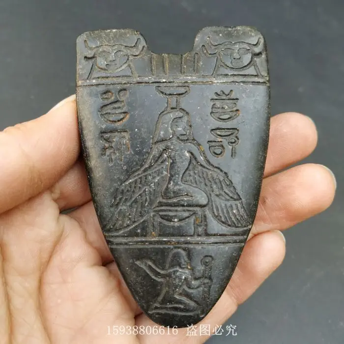 Antiques, jades, miscellaneous collections, ancient Hongshan culture iron meteorite, figure totem, hand piece, old goods, Copper