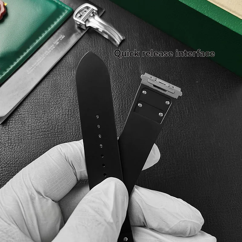 Correa de reloj de liberación rápida de 21mm para reloj Cartier con esfera de 39,8mm Santos WSSA0009 WSSA0017 serie WHSA0007, pulsera de goma para hombre