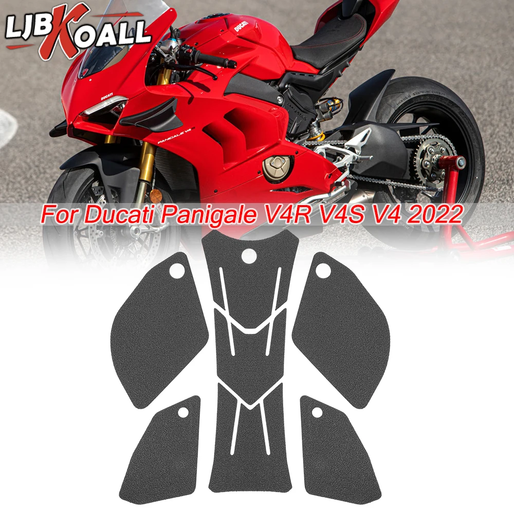 

V4 Black Motorcycle Fuel Tank Grip Traction Pad For Ducati Panigale V4R V4S V4 2022 Side Gas Knee Protection Pads Accessories