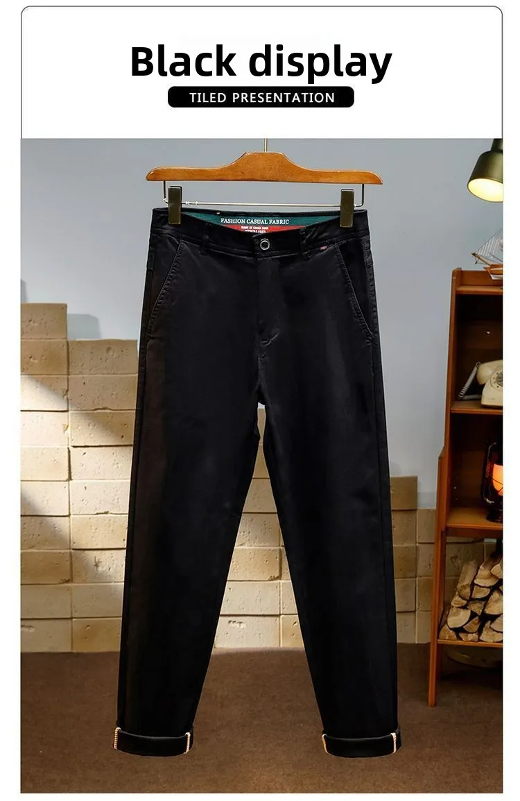 Herren Hochelastische Knitterfreie Business-Freizeithose Herbst Winter Gerade Passform Lässige Schlanke Hose Hochwertige Arbeitshose – Detail 3
