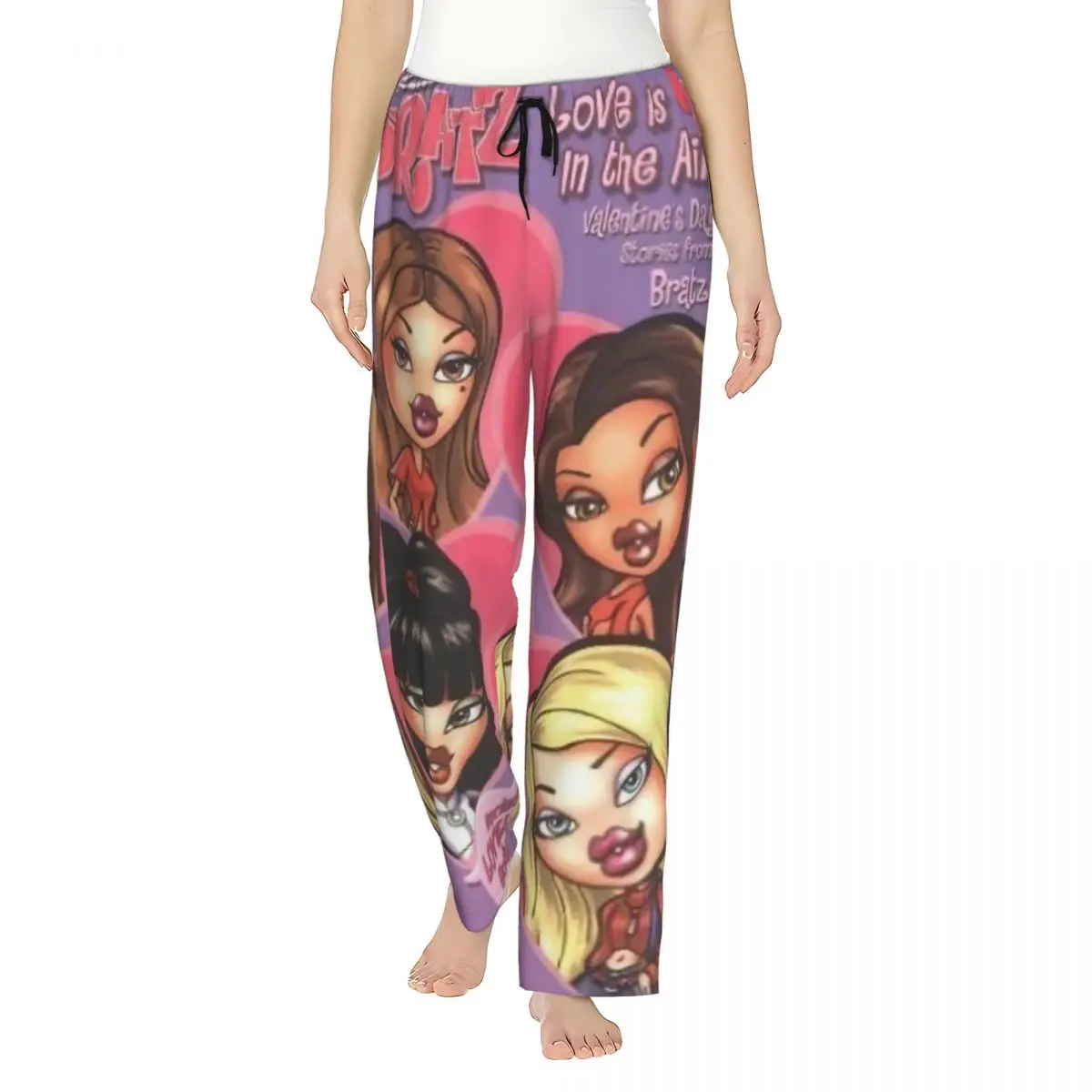 Custom Bratz Rock Angelz Pajama Pants Sleepwear Women Elastic Waistband Animated Movies For Children Sleep Bottoms with Pockets