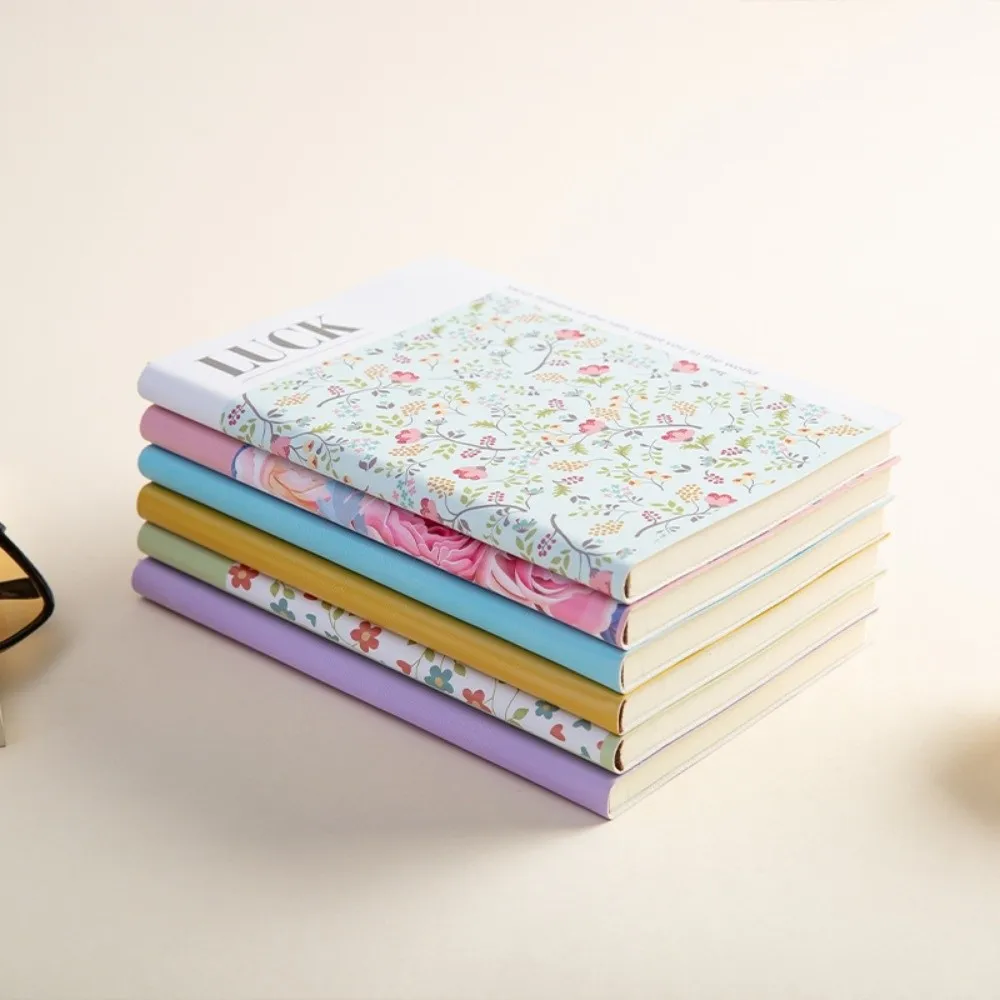 Cute Floral Flower Notebook Thickened Stationary Office Journal Diary Notepad PU Leather Portable Class lined NoteBook Travel