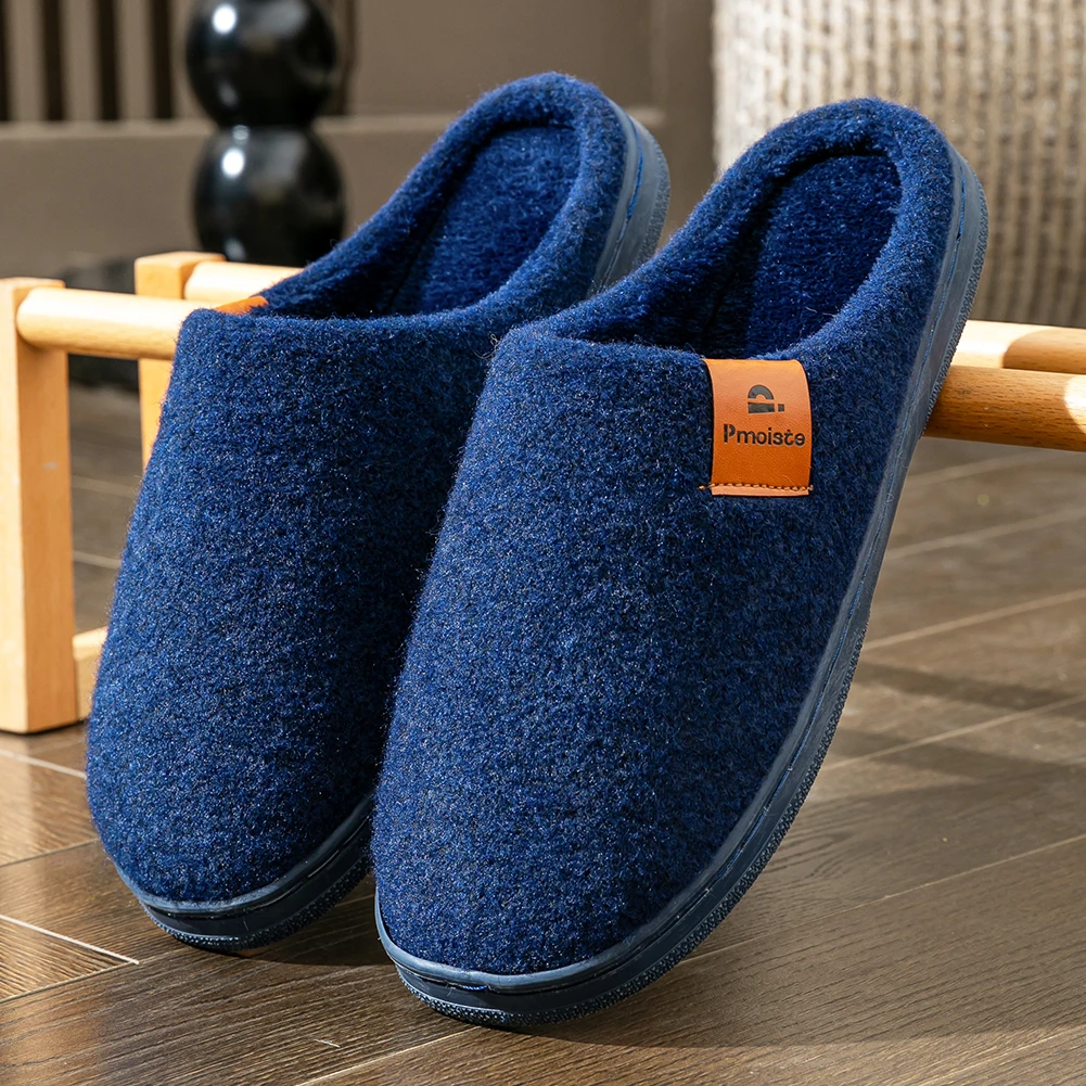 Winter Heren Vilt Platform Huis Slippers Ultra Warm Kussen Gezellig Leven Antislip TPR Outdoor Indoor House