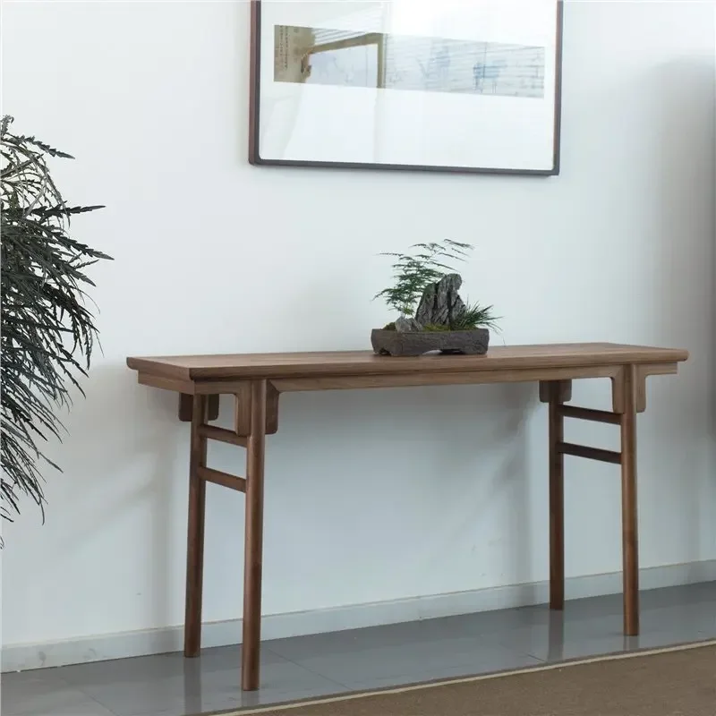 Lemari kayu kenari hitam Cina baru bergaya Zen, lemari strip kepala datar, furnitur desainer Ming kuno