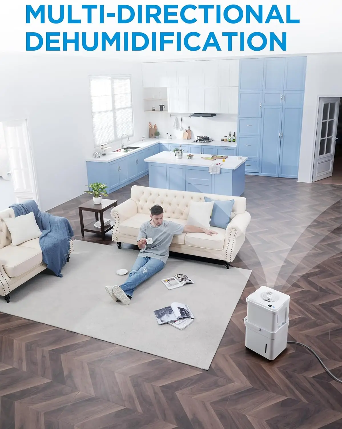 Dehumidifier untuk ruang bawah tanah dan ruangan di rumah hingga 4,500 Sq. Ft, Kontrol pintar, bekerja dengan Alexa, selang pembuangan termasuk.