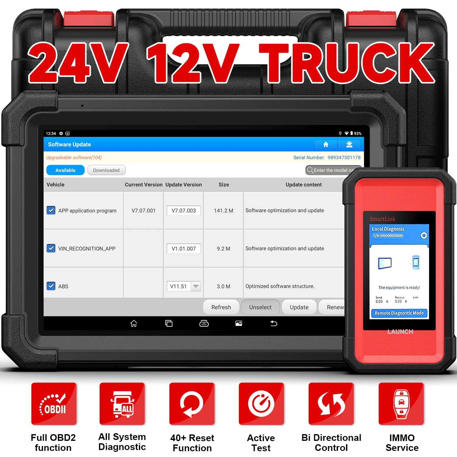 

Launch X431 V+ SmartLink HD Heavy Duty Truck Scanner IMMO Двунаправленное кодирование ЭБУ Все системы EOBD OBD2 Автомобильный диагностический инструмент