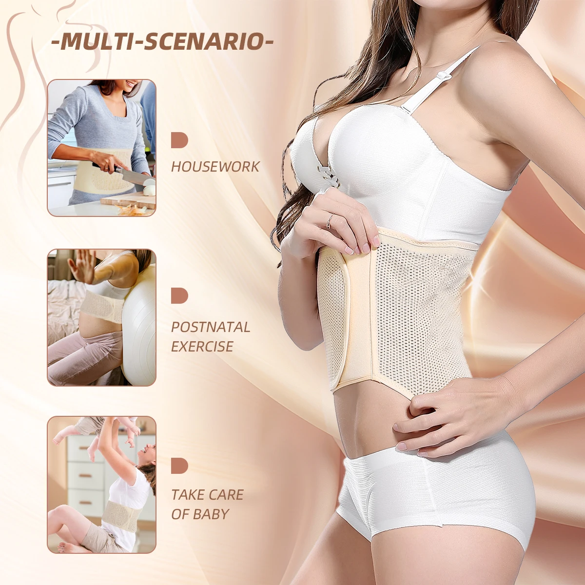 Postpartum Recovery Belly Wrap - Shapely Waist Sculpting, Stomach Flattening, New Moms After Childbirth - Adjustable, Breathable image 4