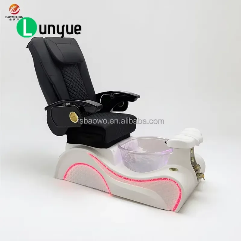 Luxury Adjustable Reclining Pedicure Chair with 7 Color LED Light and Kneading Massage Function Durable Nail Spa