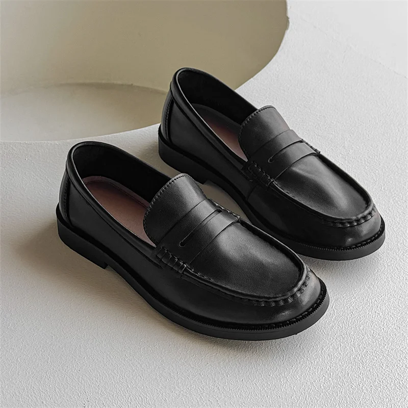 

Handmade Mens Leather Loafers Non Slip Slip on Walking Flats Outdoor Casual Shoes Man Work Office Driving Shoes