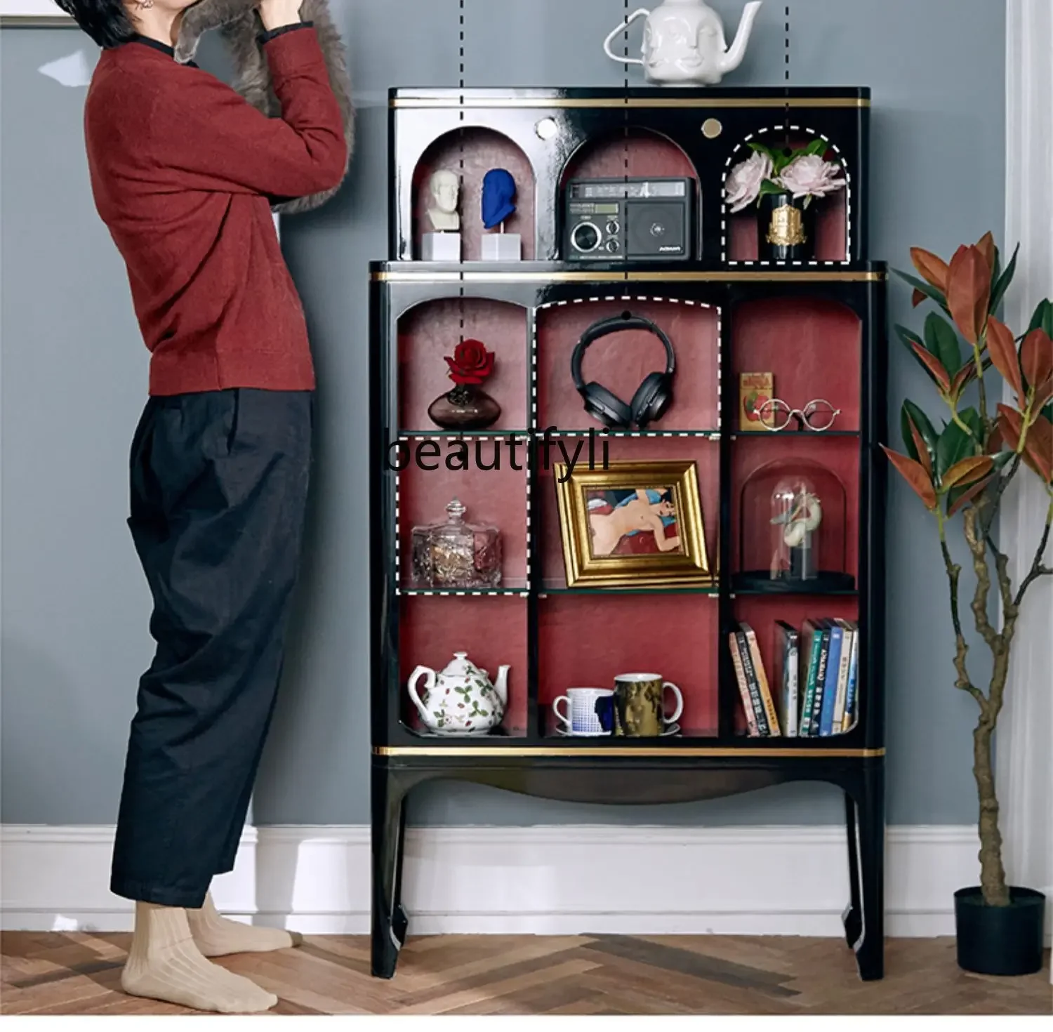 Affordable Luxury Style Curio Cabinet Modern Art Design Entrance Cabinet Door Hall Side Cabinet