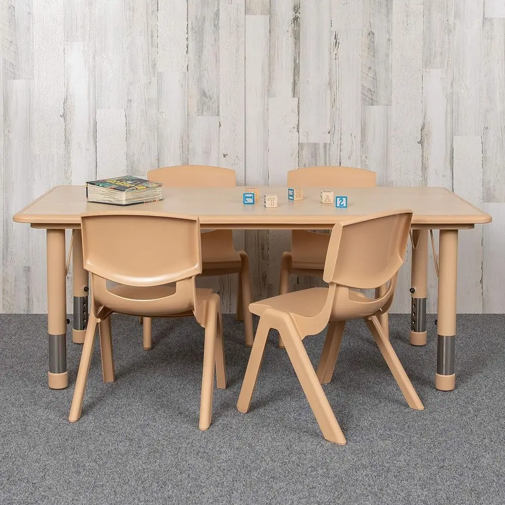 

23.625 W x 47.25 L Natural Plastic Activity Table and 4 Chairs Set