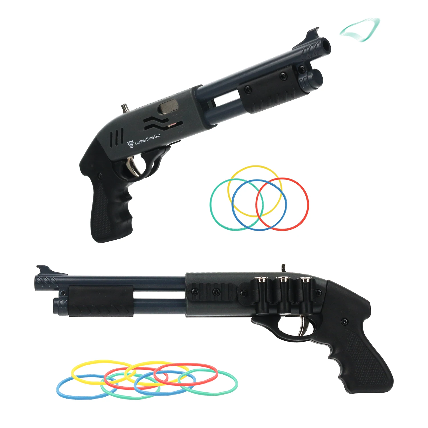 Pistola creativa de banda de goma de aleación continua, mini pistola de metal, modelo de arma de juguete para niño (equipado con 30 bandas de goma)