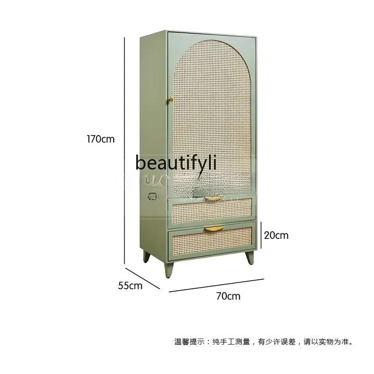 Armadio francese in legno massello moderno semplice rattan casa soggiorno ingresso armadietto decorativo