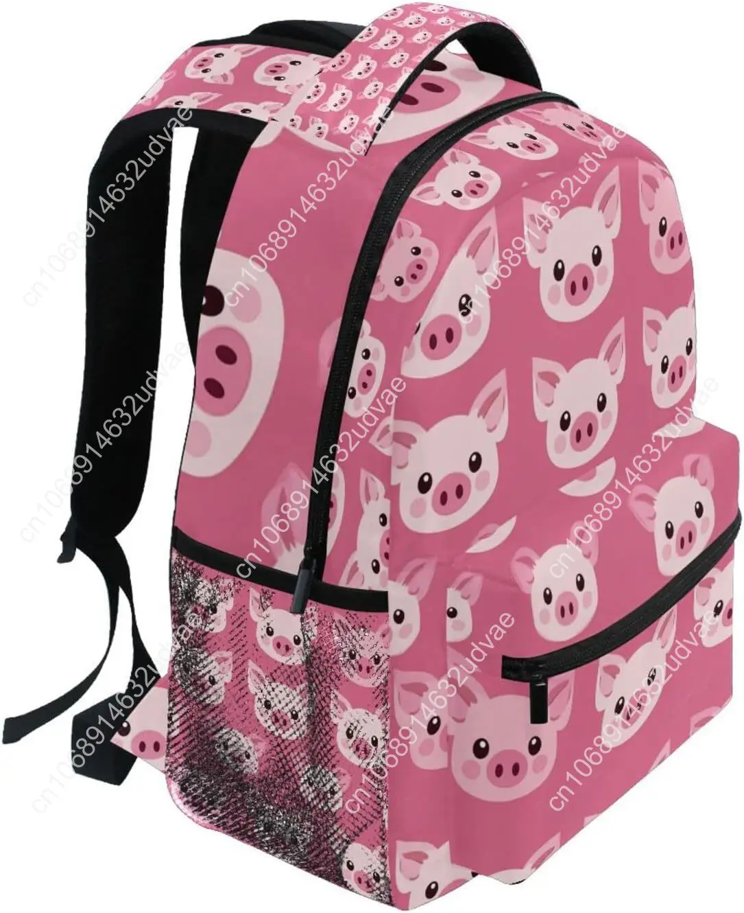 Pink Cartoon Pig Face Laptop Backpack Shoulder School Bag For Girls, Animal Water Resistant College Travel Computer Notebooks Co