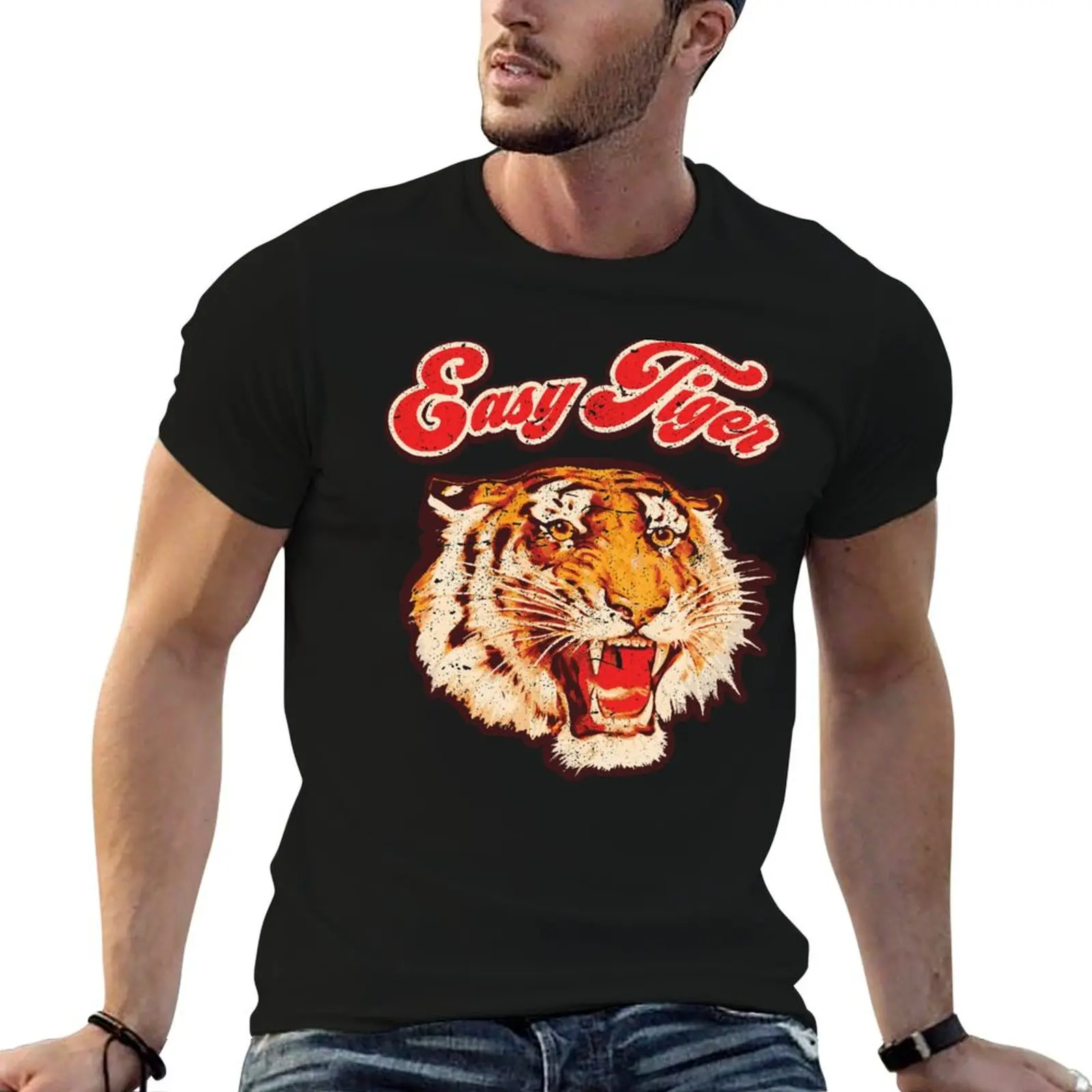 

Easy Tiger Vintage Distressed T-Shirt t shirt man luxury cotton t shirts high quality T-Shirt