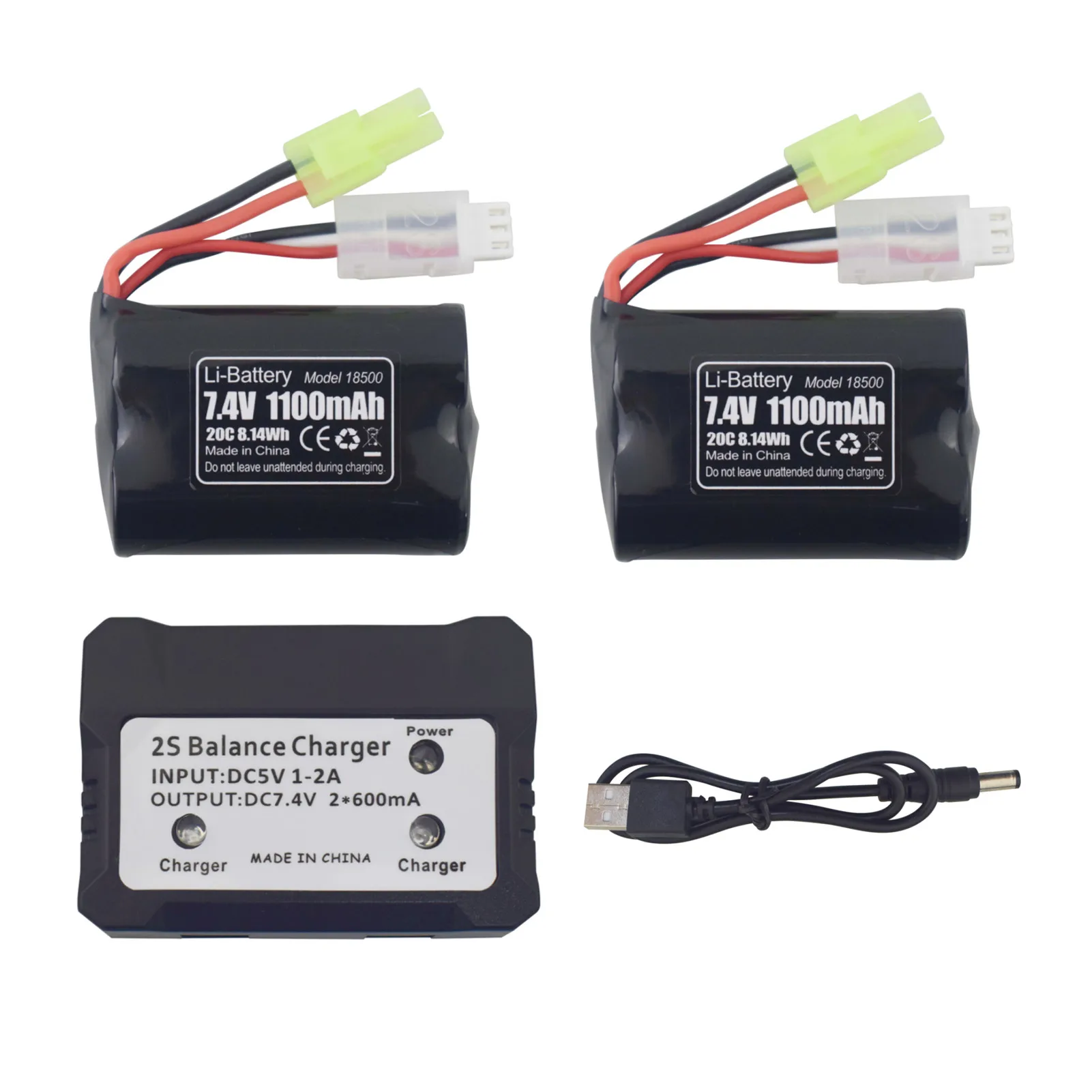 

2PCS 1100mAh Lithium Battery+2-In-1 Charger For H102 TX121 High-Speed RC Boat Outdoor Water Electric Toy Rowing Spare Parts