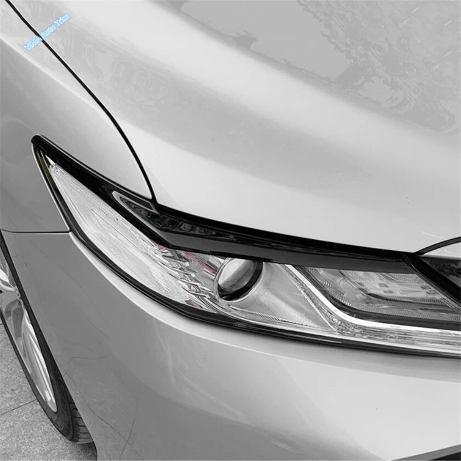 Headlight Bezels Front Head Light Lamp Eyelids Eyelashs Decor Stripes Cover Trim ABS Accessories For Toyota Camry 2018 - 2022