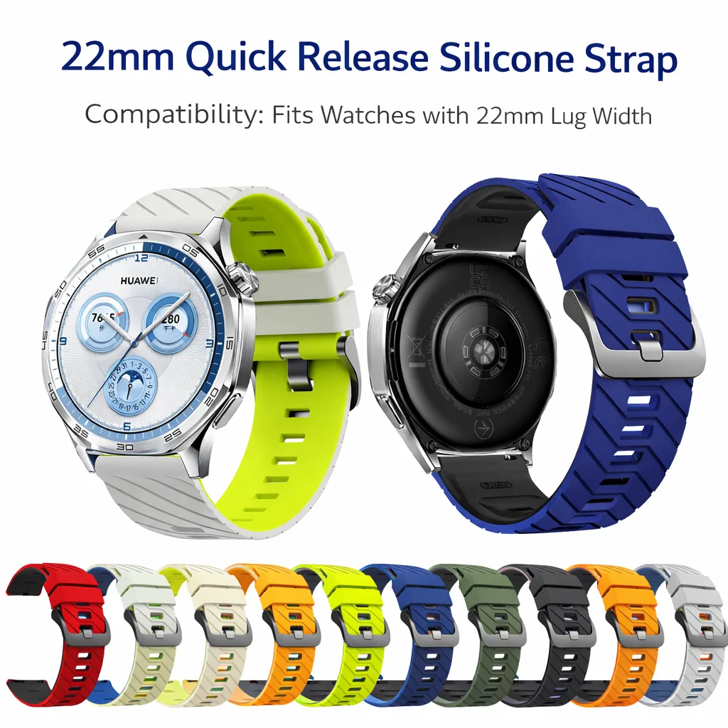22mm Silicone Watch Strap for OnePlus 3/2/2R 46mm / OPPO 4 Pro X/X2 / Realme S/2/3 Pro Soft Replacement Band Bracelet