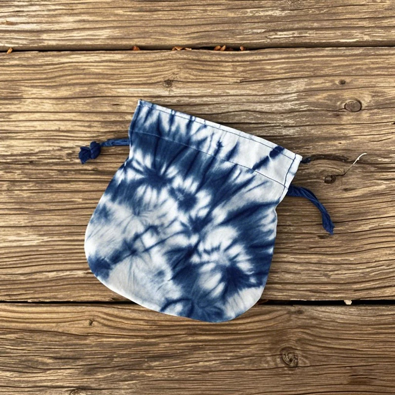 5pcs Purses Women Cotton Linen Hand-dyed tie-dye Protable Drawstring Storage Bag Mix Color